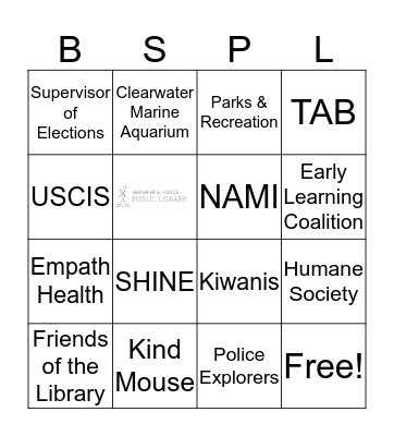 Barbara S. Ponce Public Library Community Fair Bingo Card