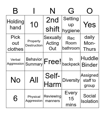 North Bingo Card