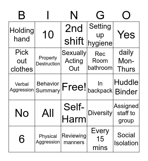 North Bingo Card