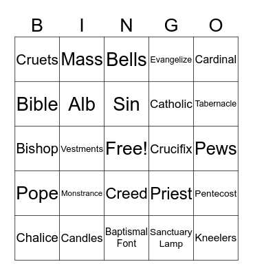 Catechist Bingo Card