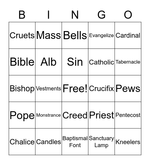 Catechist Bingo Card