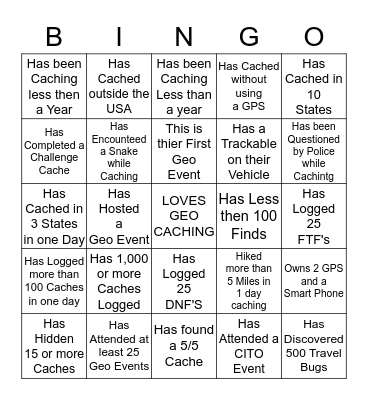 Geo BINGO           Mingle and Win! Bingo Card