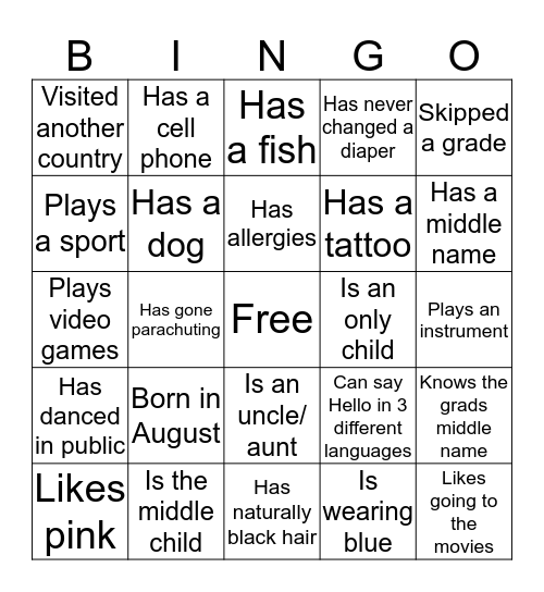 BreakThe Ice! Bingo Card