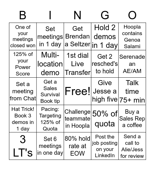 F-SDR Bingo Card