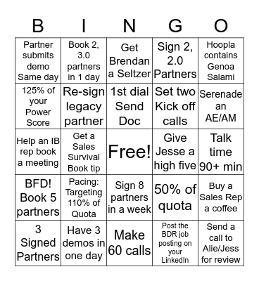 F-SDR Bingo Card