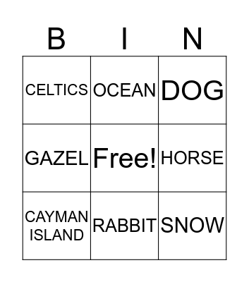 Caroline BINGO Card