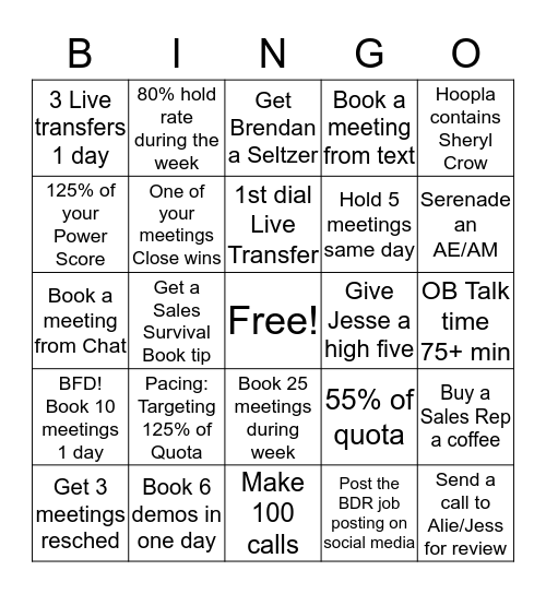 F-SDR Bingo Card