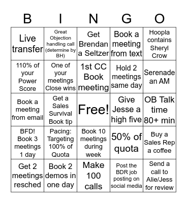 F-SDR Bingo Card