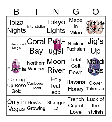 Color Street Wine and Nails Night Bingo Card