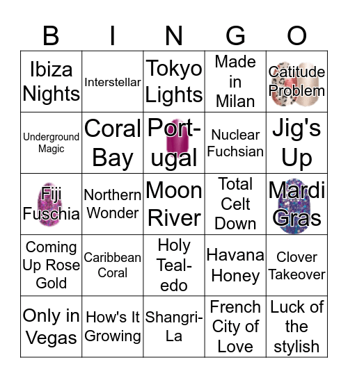 Color Street Wine and Nails Night Bingo Card