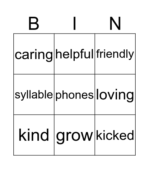 Choosing a Friend Bingo Card