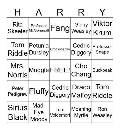 HARRY POTTER BINGO! Bingo Card