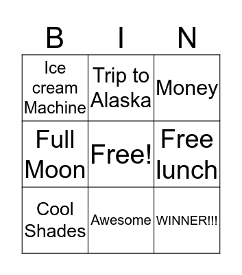 Big Winning Bingo Card