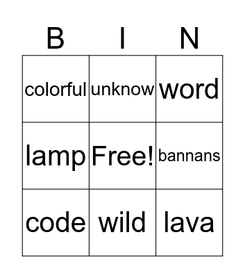 Henry Bingo Card