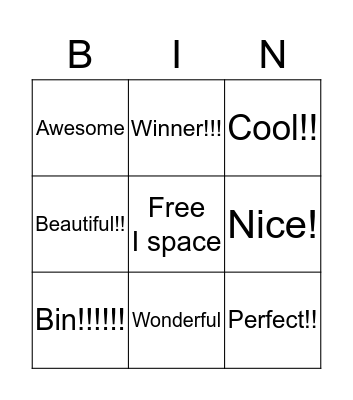 Complementary Bin Bingo Card