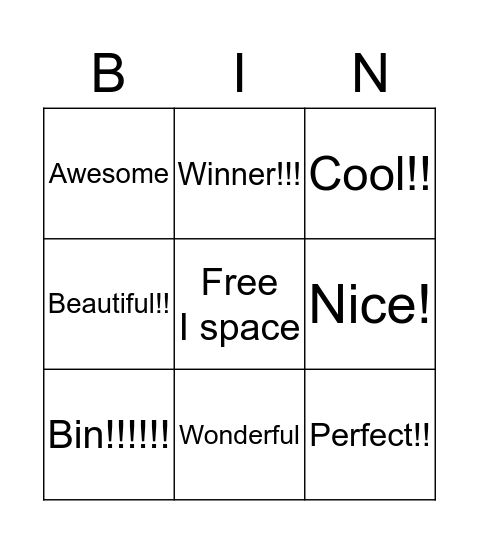 Complementary Bin Bingo Card