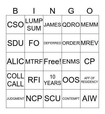 OFFICE OF THE ATTORNEY GENERAL Bingo Card