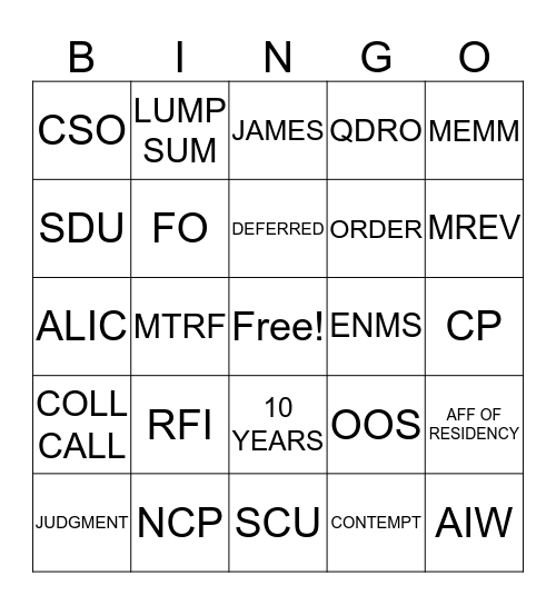 OFFICE OF THE ATTORNEY GENERAL Bingo Card