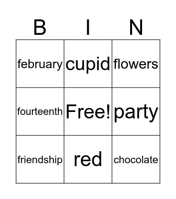 valentine  day Bingo Card