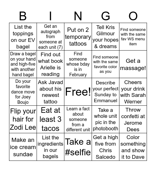 Wise Sons Party Bingo Card