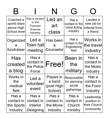 Social Capital BINGO Card