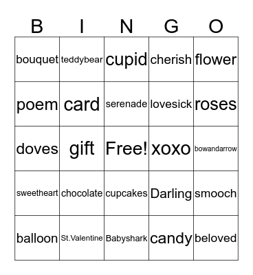 SWEETHEART Bingo Card