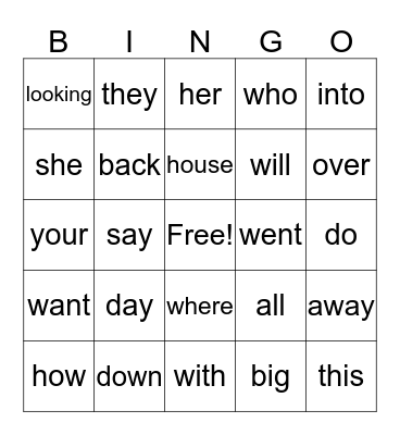First and Goal Bingo D and E Bingo Card