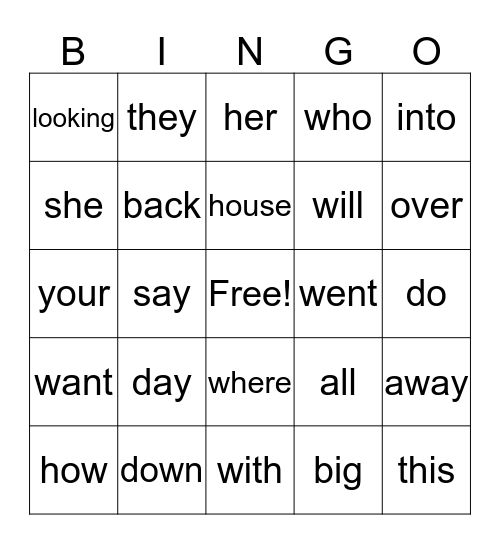 First and Goal Bingo D and E Bingo Card