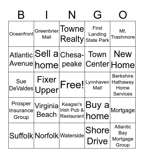 Sue DeValdes' Game Night Bingo Card
