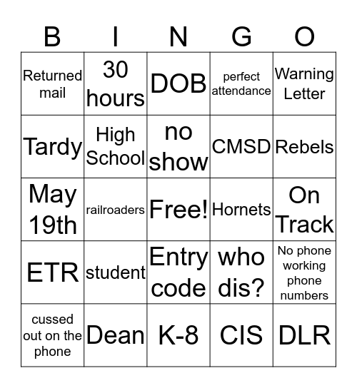 20K Attendance Bingo Card
