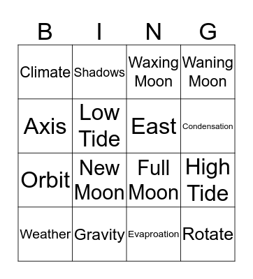 Science Bingo Card