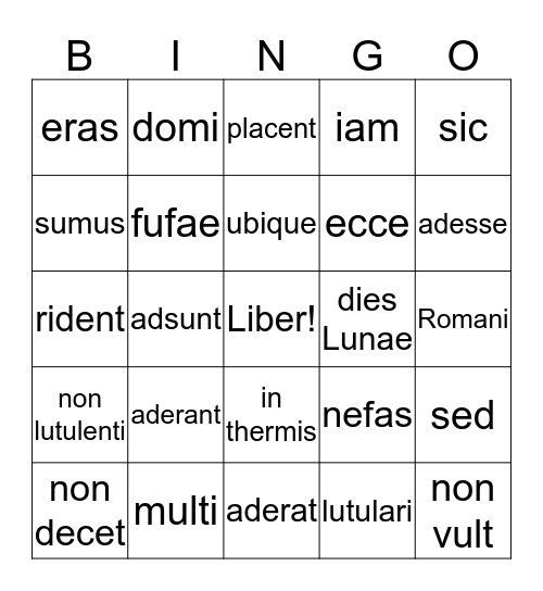 Rufus Bingo Card