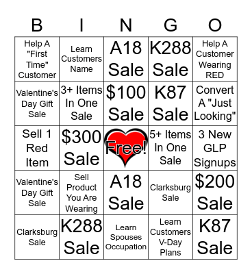 Valentine's BINGO Card