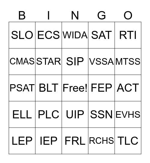 DAAC Bingo Card