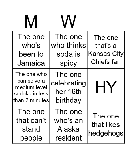 F.R.I.E.N.D.S Sweet 16 Bingo Card