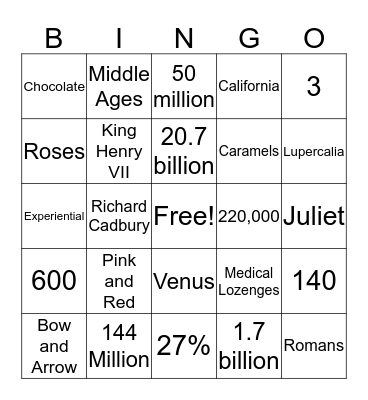 Valentine's Bingo Card