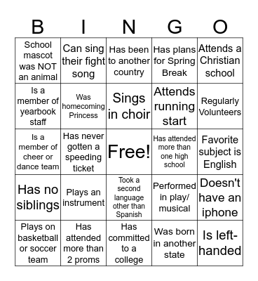 Find Someone Who... Bingo Card