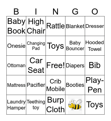 Baby "Bee" Bingo Card