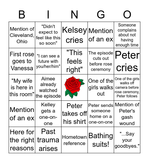 Bachelor 2020 - Episode 7 Bingo Card