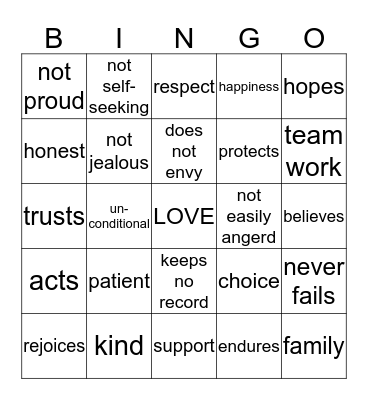 Love Is Bingo Card