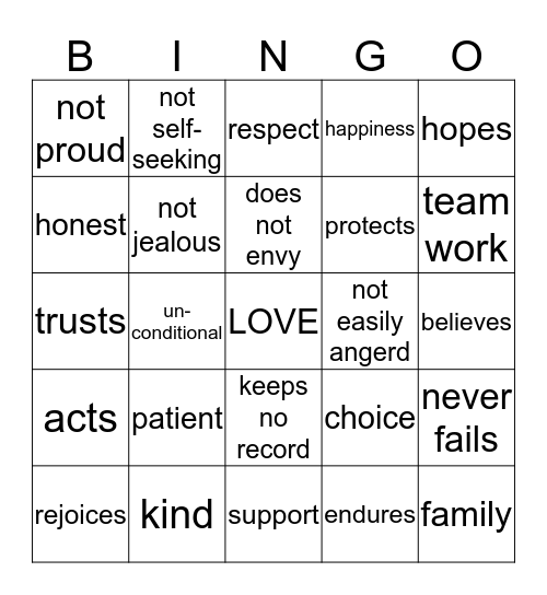 Love Is Bingo Card