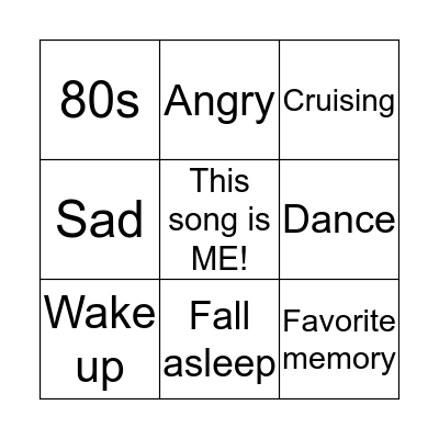 Playlist Bingo Card