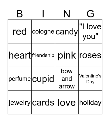 Valentine's Day Bingo Card