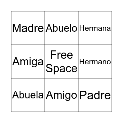 La Familia Bingo Card