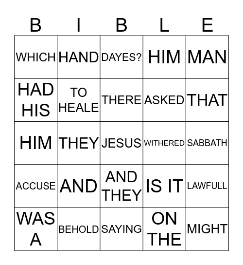 MATTHEW 12:10 Bingo Card