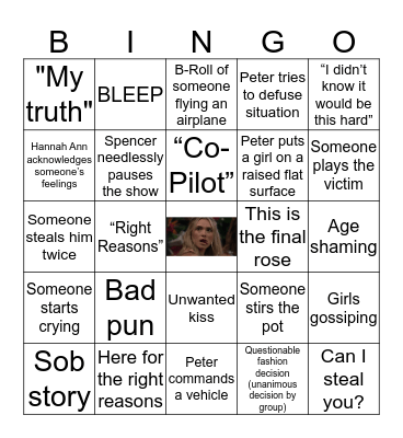bachelororororor Bingo Card