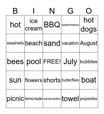 SUMMER IS HERE Bingo Card