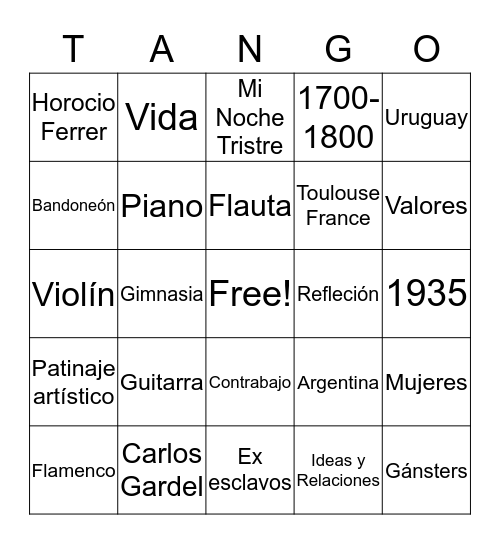 Tango-Bingo Card
