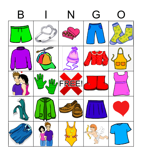 Clothes Bingo Card