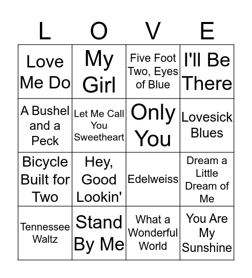 L-O-V-E BINGO Card